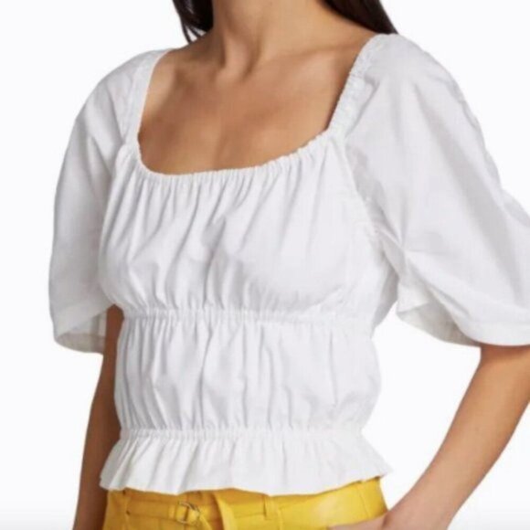 Derek Lam 10 Crosby Elora Cotton Puff Sleeve Blouse White size 10 - Picture 3 of 7